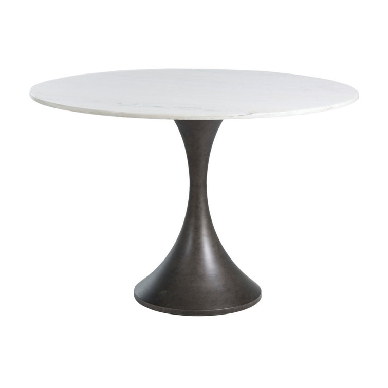 Cortez 48" Black and White Marble Round Dining Table