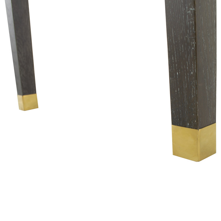 Nathan Dark Gray Cerused Oak Writing Desk with Gold Accents