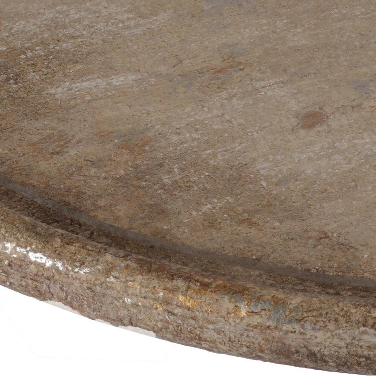 Gloria Round Antique Gold and Silver Leaf End Table
