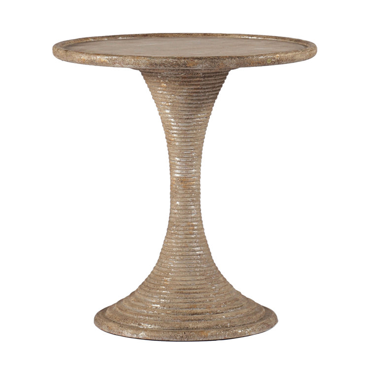 Gloria Round Antique Gold and Silver Leaf End Table