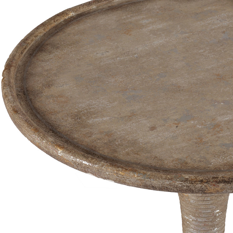 Gloria Round Antique Gold and Silver Leaf End Table