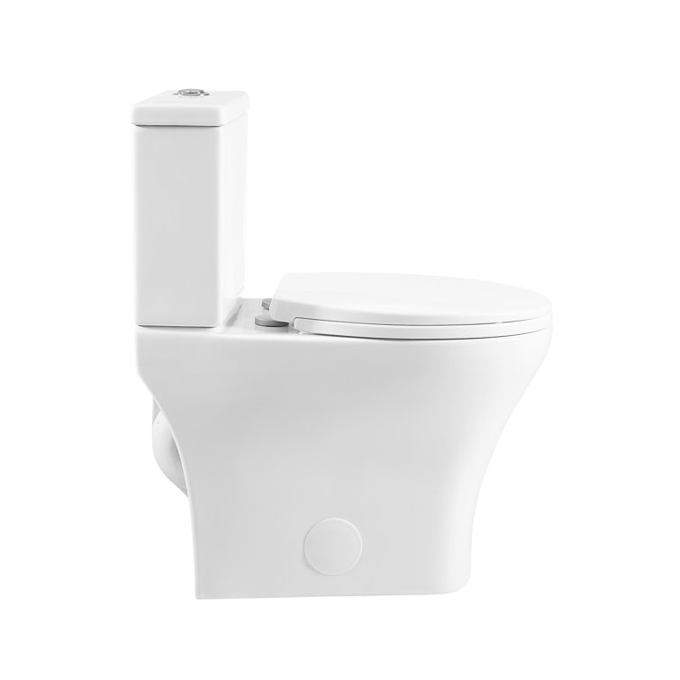Glossy White Round Two-Piece Dual Flush Toilet