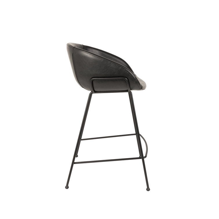 Elegant Black Faux Leather 26'' Counter Stool Set of 2
