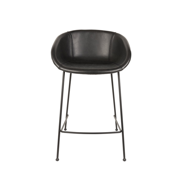 Elegant Black Faux Leather 26'' Counter Stool Set of 2