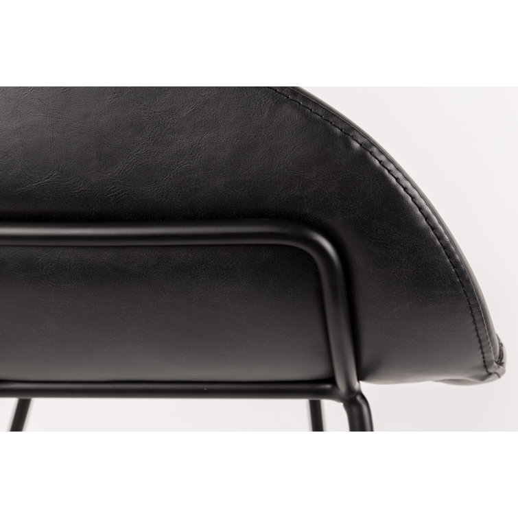 Elegant Black Faux Leather 26'' Counter Stool Set of 2