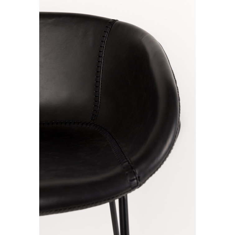 Elegant Black Faux Leather 26'' Counter Stool Set of 2