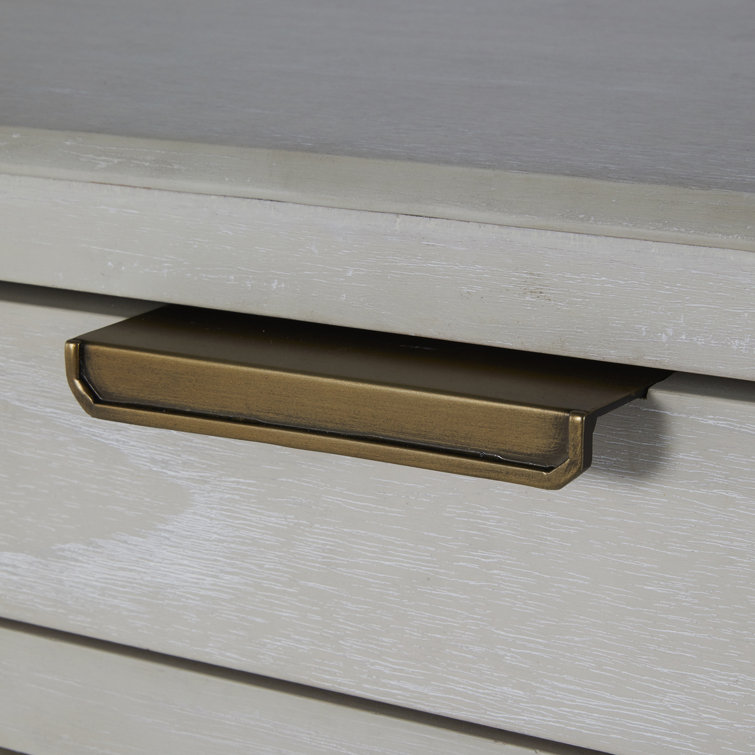 Alexandra White Mahogany 11-Drawer Dresser with Brass Accents