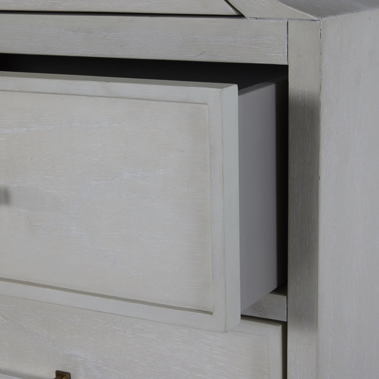 Alexandra White Mahogany 11-Drawer Dresser with Brass Accents