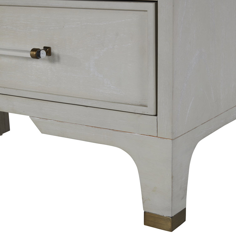 Alexandra White Mahogany 11-Drawer Dresser with Brass Accents