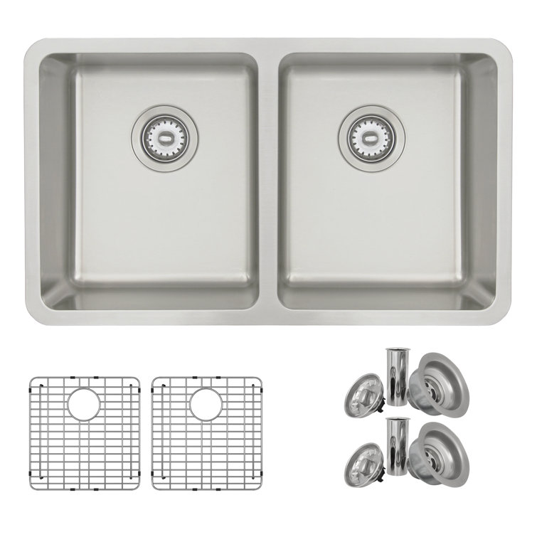 Stylish 29" Stainless Steel Double Bowl Drop-In Kitchen Sink