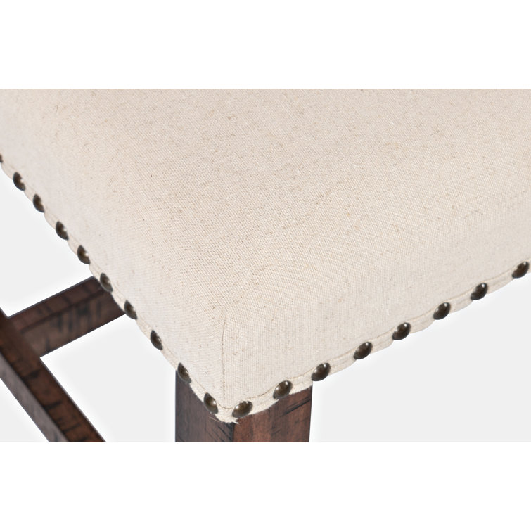 Fairview Cream Upholstered 52" Counter Height Bench with Nailhead Trim