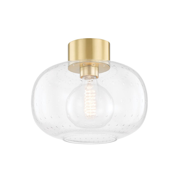 Harlow Aged Brass Glass 1-Light Flush Mount