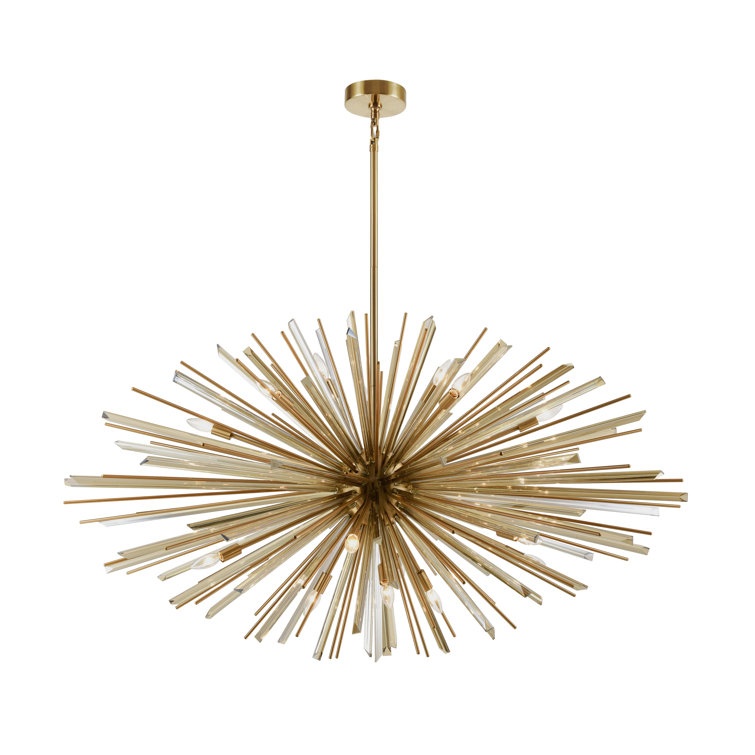 Palisades Mid-Century 18-Light Antique Brass Sputnik Chandelier