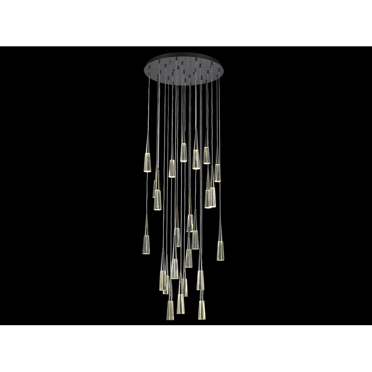 Avalon Crystal Cascade 25-Light LED Chandelier in Gun Metal
