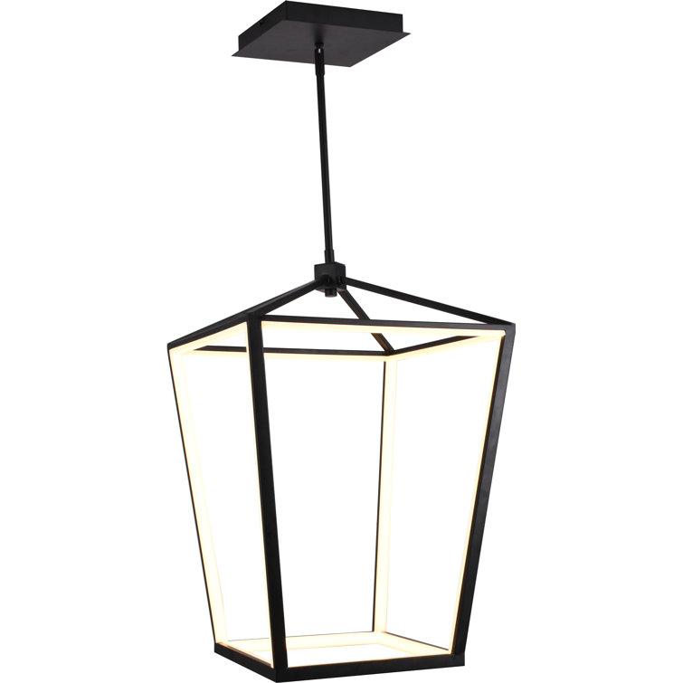 Modern Black Cage LED Lantern Pendant 27" x 17"