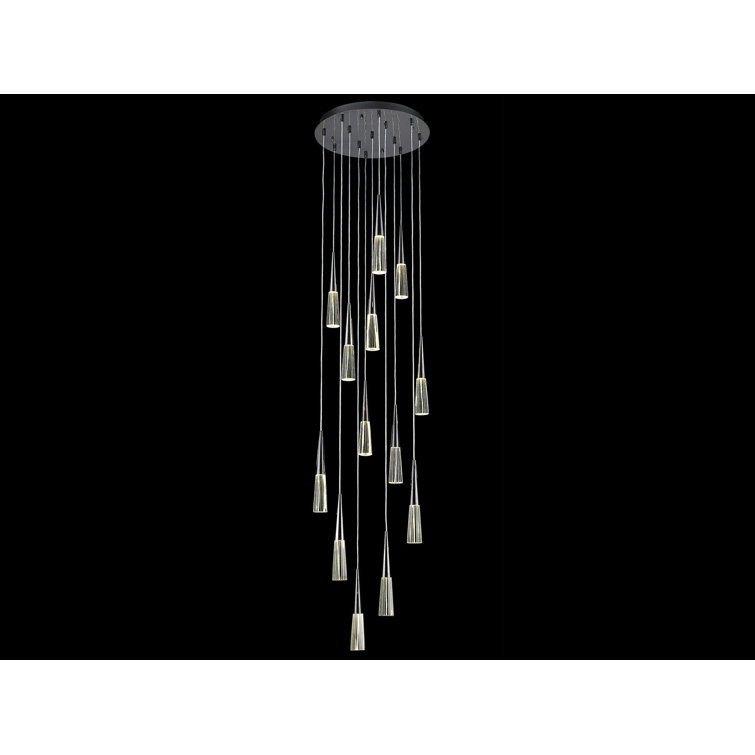 Encino Crystal Black LED 13-Light Tiered Chandelier