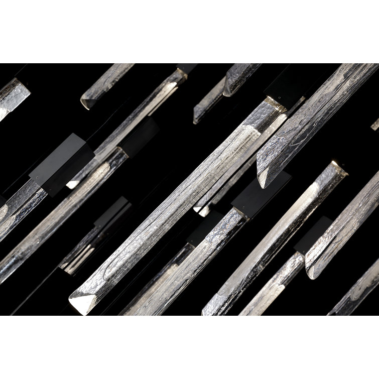Alpine Black LED Tiered Chandelier with Marbleized Glass Spears