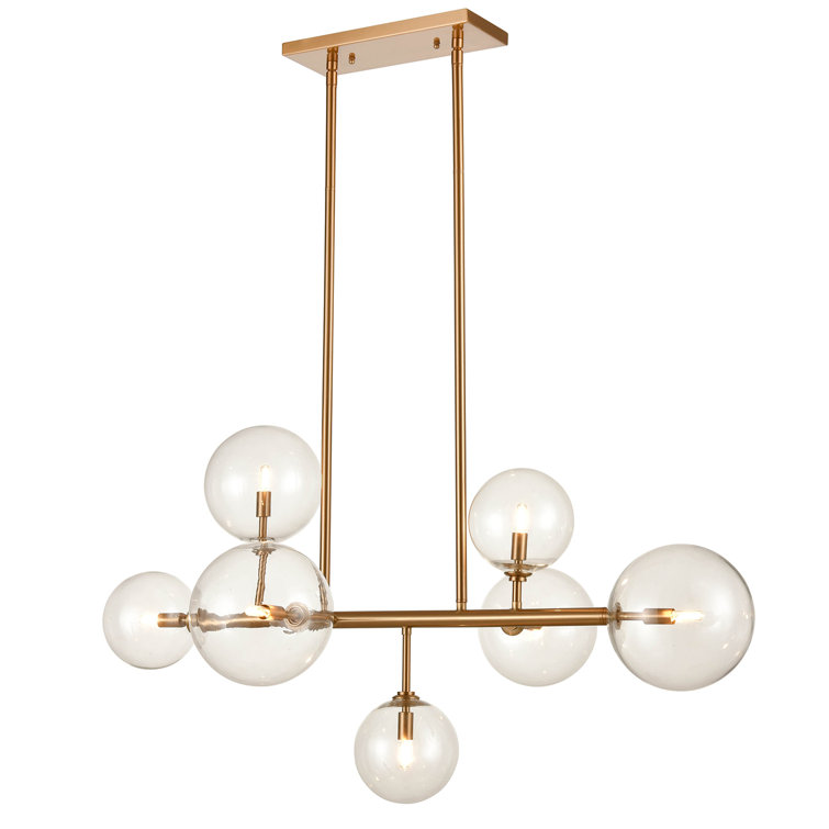 Aged Brass 40" Clear Glass Globe 7-Light Chandelier