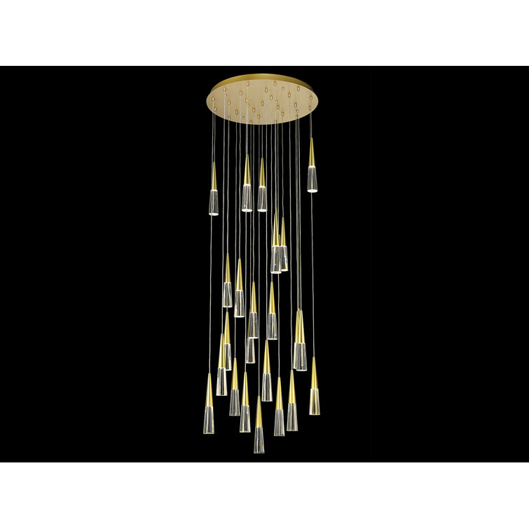 Encino 25-Light Brushed Brass and Crystal LED Chandelier