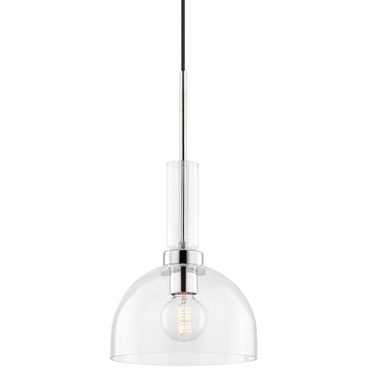 Tabitha Polished Nickel Globe Pendant with Clear Glass Shade