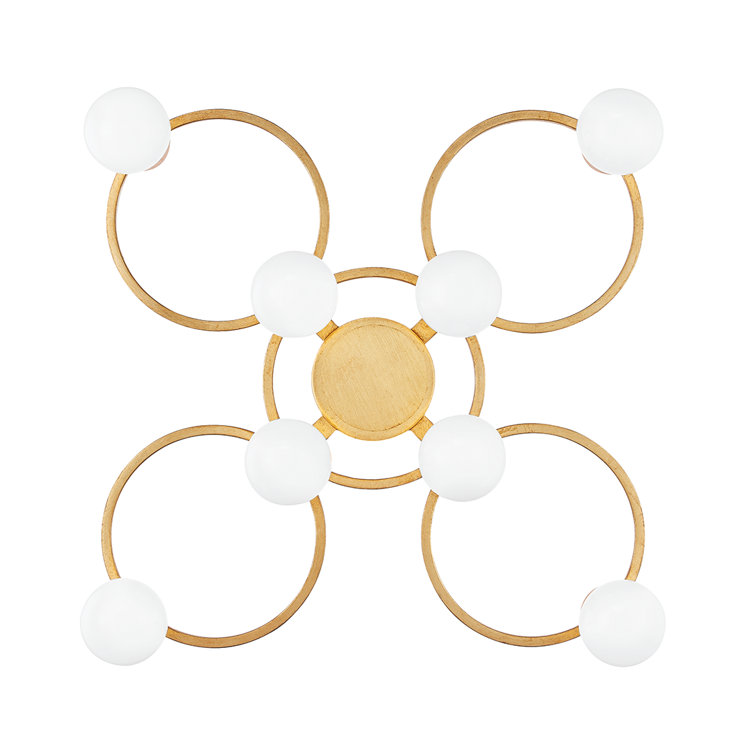 Hope 8-Light Gold Leaf Globe Flush Mount with Glass Accents