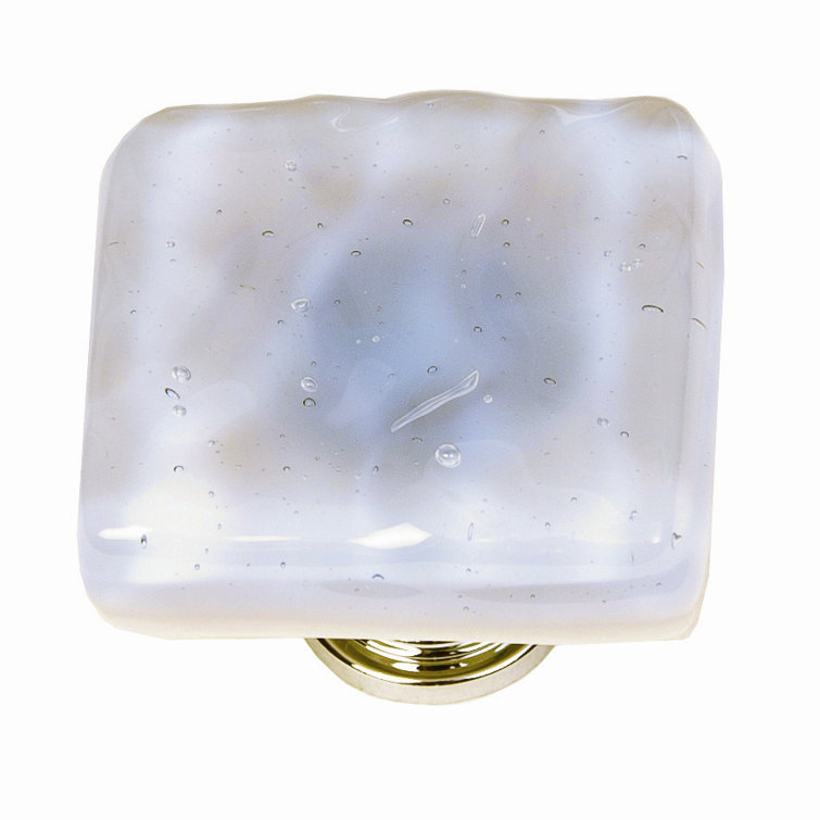 Deep Cobalt Blue Glass Square Knob with Polished Chrome Mount