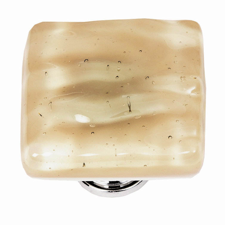 Deep Cobalt Blue Glass Square Knob with Polished Chrome Mount