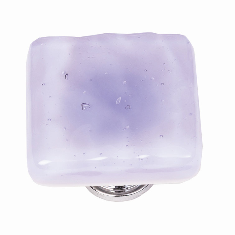 Deep Cobalt Blue Glass Square Knob with Polished Chrome Mount