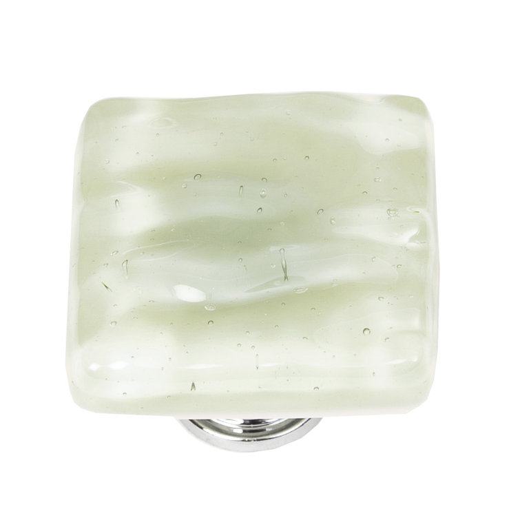 Deep Cobalt Blue Glass Square Knob with Polished Chrome Mount