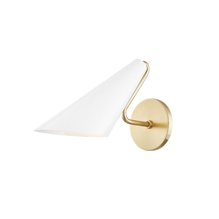 Aged Brass Single Light Dimmable Metal Cone Sconce