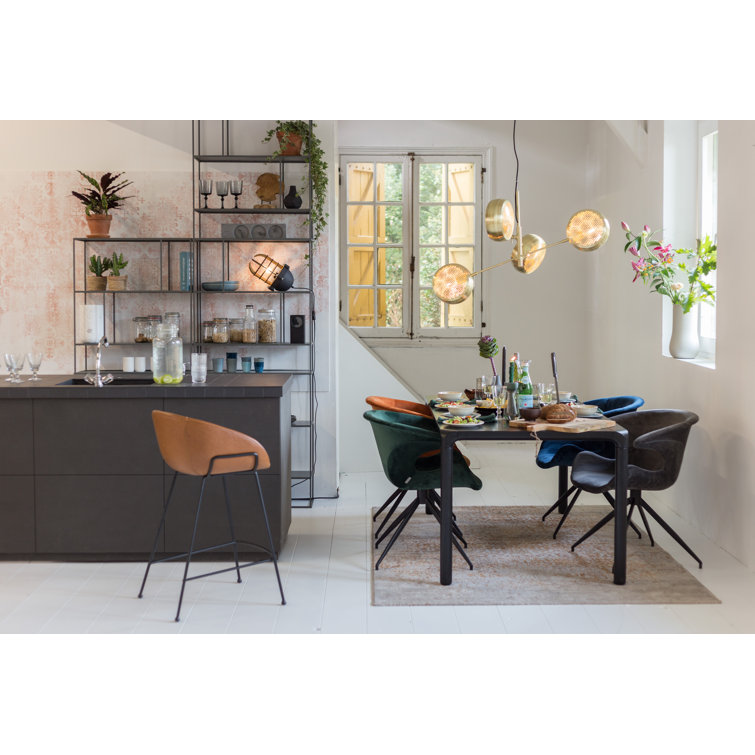 Midcentury Green Velvet Upholstered Dining Chair Set