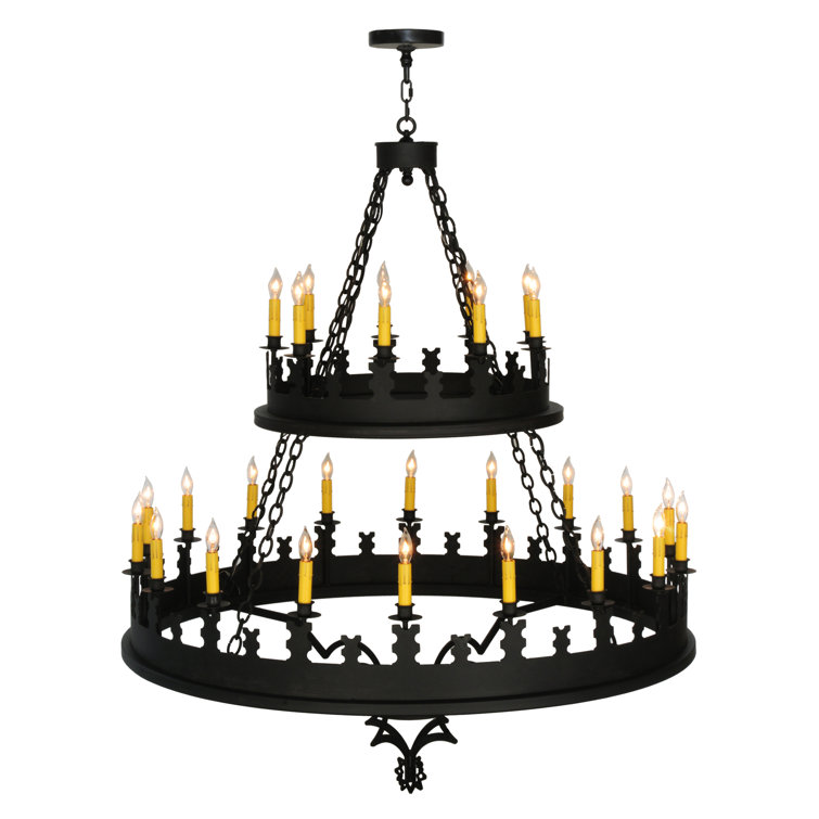 Gothic Rustic Black 27-Light Candle-inspired Chandelier
