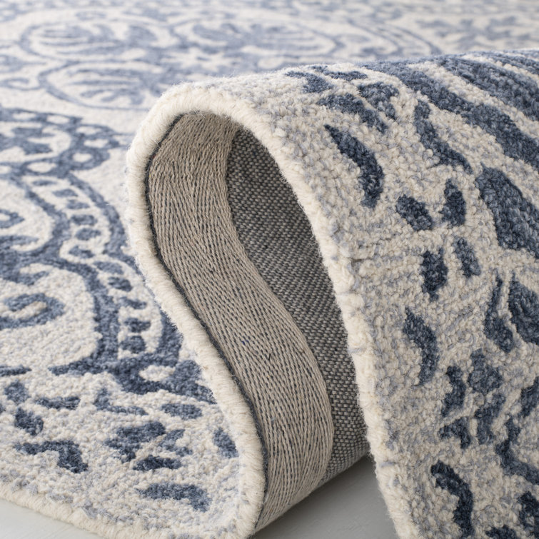 Ivory Floral Handmade Wool 8' x 10' Tufted Rug
