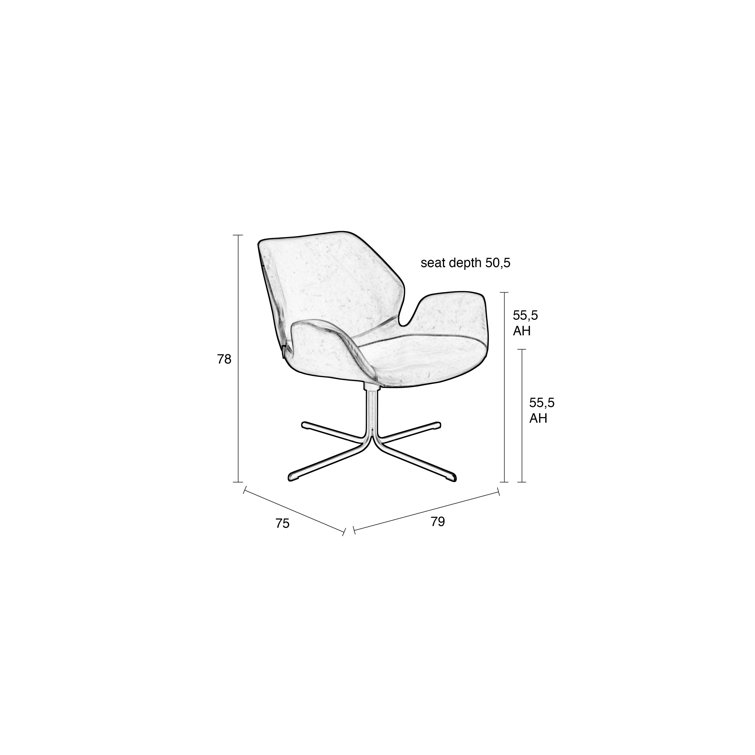 Modern Swivel Butterfly Accent Chair in Brown Faux Leather