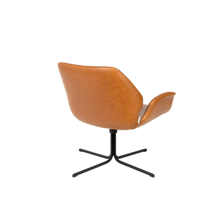 Modern Swivel Butterfly Accent Chair in Brown Faux Leather