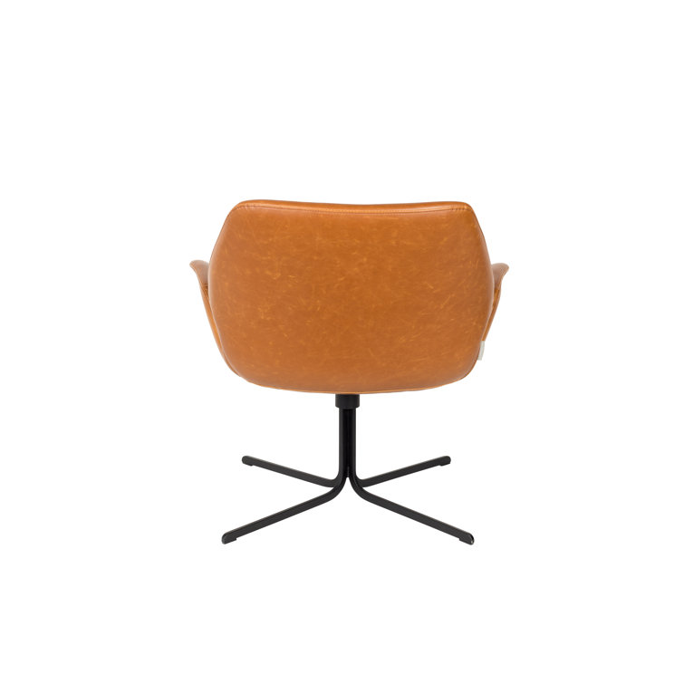 Modern Swivel Butterfly Accent Chair in Brown Faux Leather