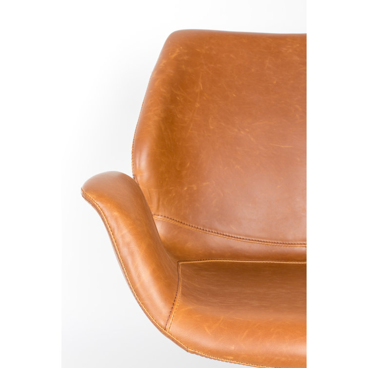 Modern Swivel Butterfly Accent Chair in Brown Faux Leather