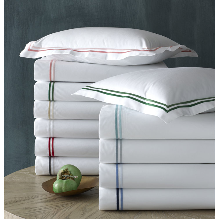 Twin White Cotton Embroidered Percale Sheet Set