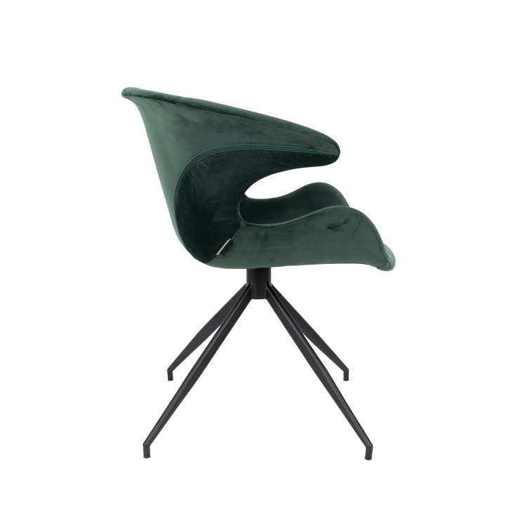 Midcentury Green Velvet Upholstered Dining Chair Set