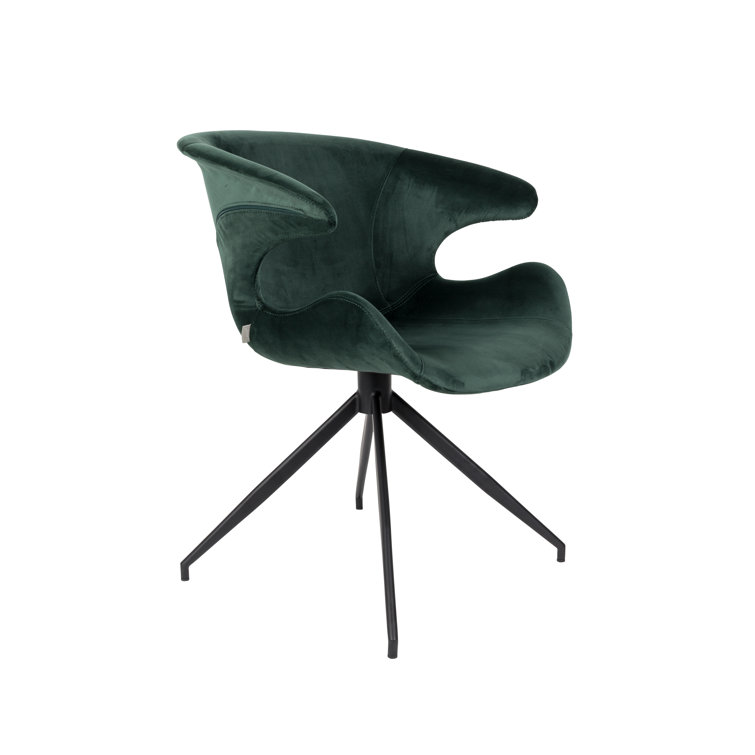 Midcentury Green Velvet Upholstered Dining Chair Set