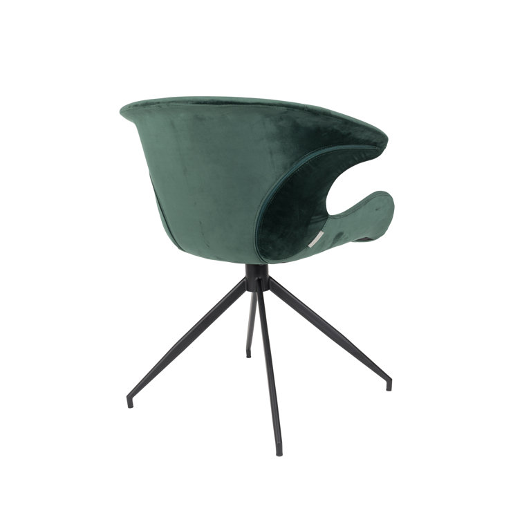 Midcentury Green Velvet Upholstered Dining Chair Set