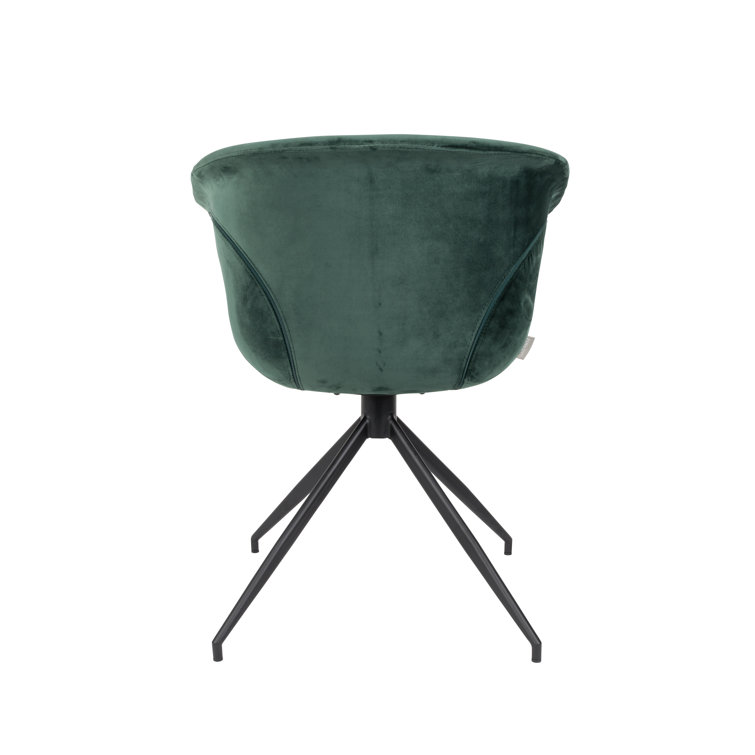 Midcentury Green Velvet Upholstered Dining Chair Set