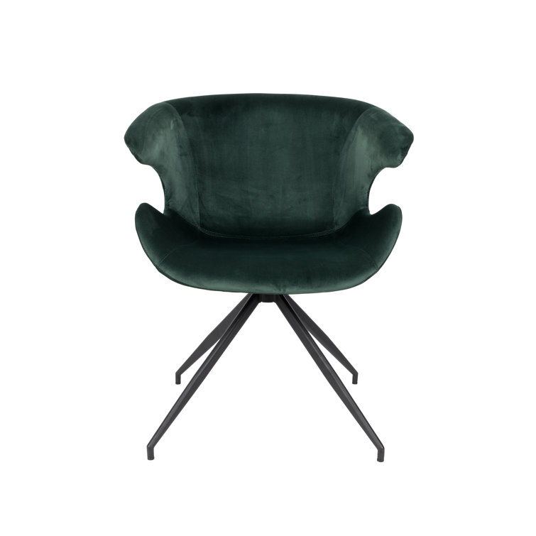 Midcentury Green Velvet Upholstered Dining Chair Set