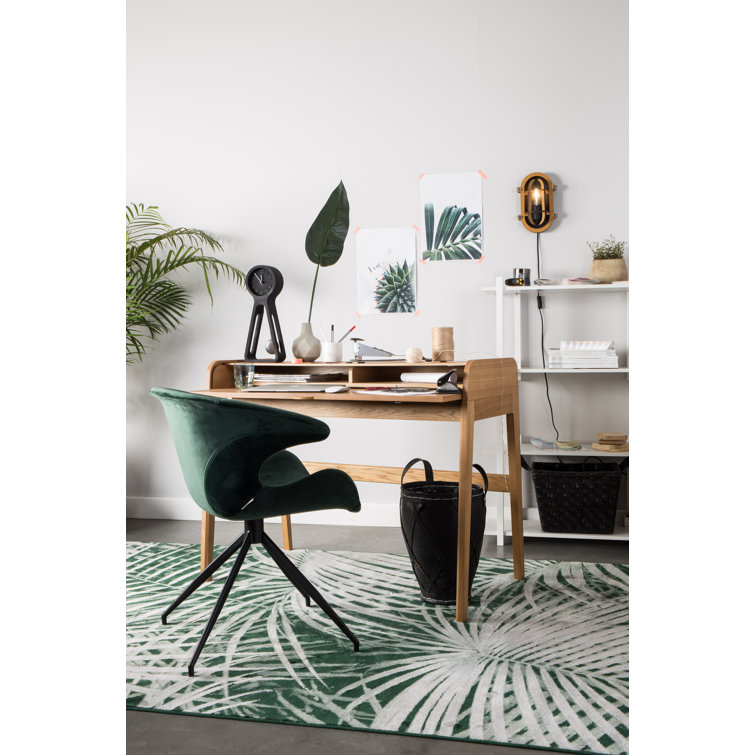 Midcentury Green Velvet Upholstered Dining Chair Set