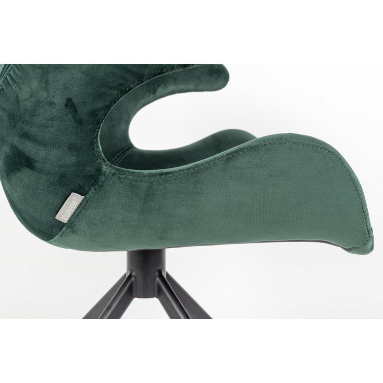 Midcentury Green Velvet Upholstered Dining Chair Set