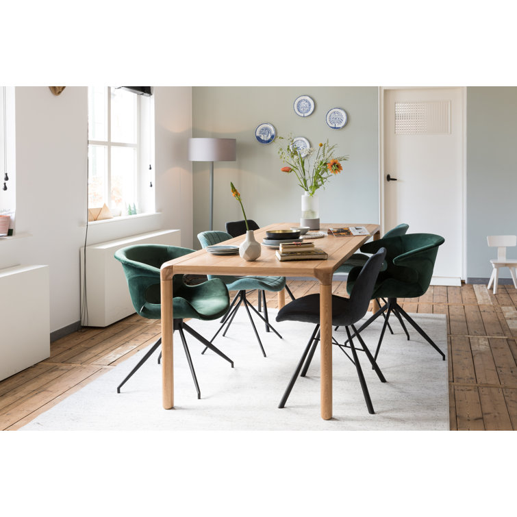 Midcentury Green Velvet Upholstered Dining Chair Set