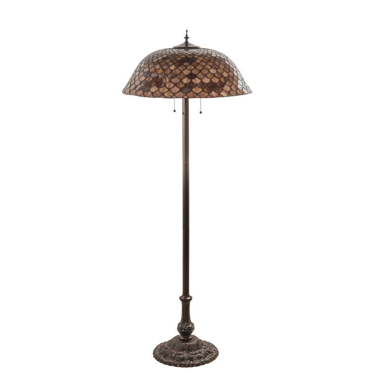 Mahogany Bronze Stained Glass 3-Light Floor Lamp
