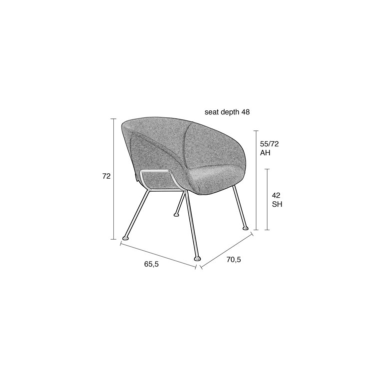 Feston Brown Faux Leather Lounge Chair with Steel Frame
