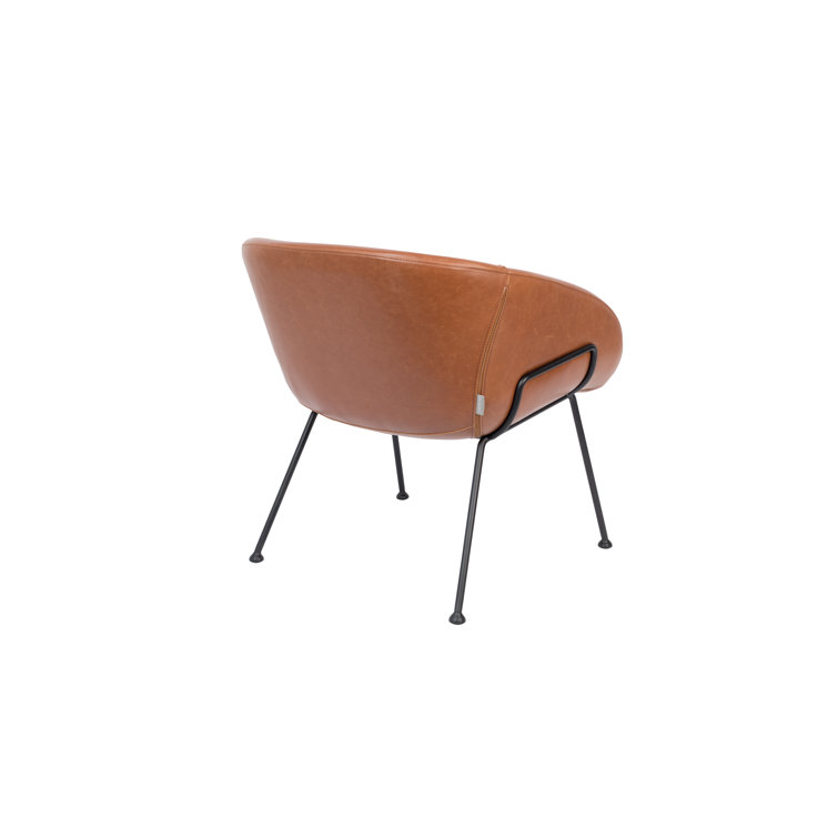 Feston Brown Faux Leather Lounge Chair with Steel Frame