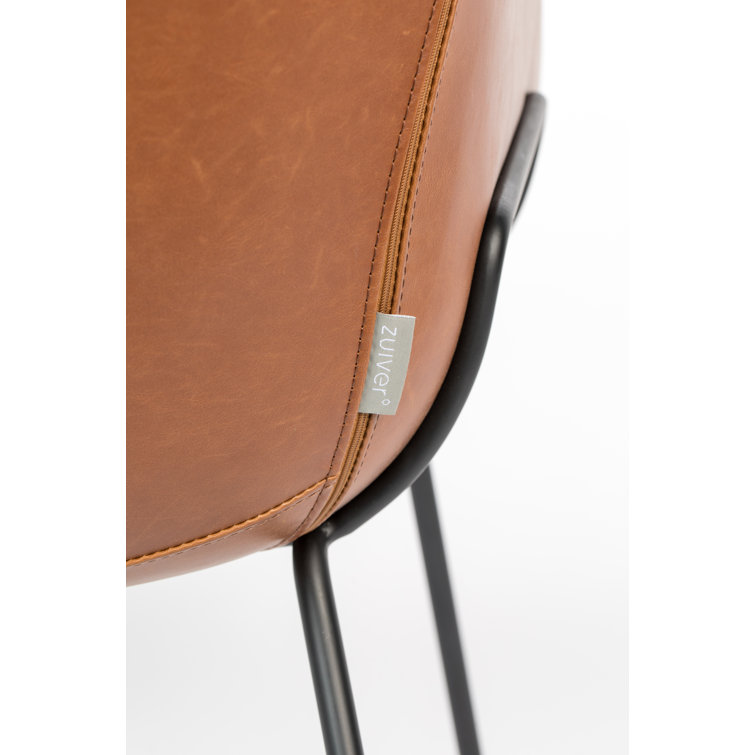 Feston Brown Faux Leather Lounge Chair with Steel Frame